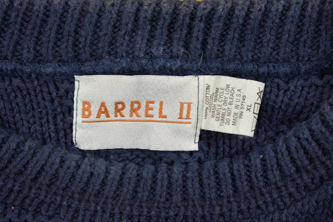 Vintage 1990s Barrel Knit Crewneck Sweater /