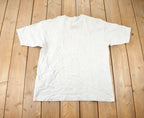 Vintage 1997 Helvetia Bold Art Deco Air Mail Stamp Graphic T Shirt Made In USA