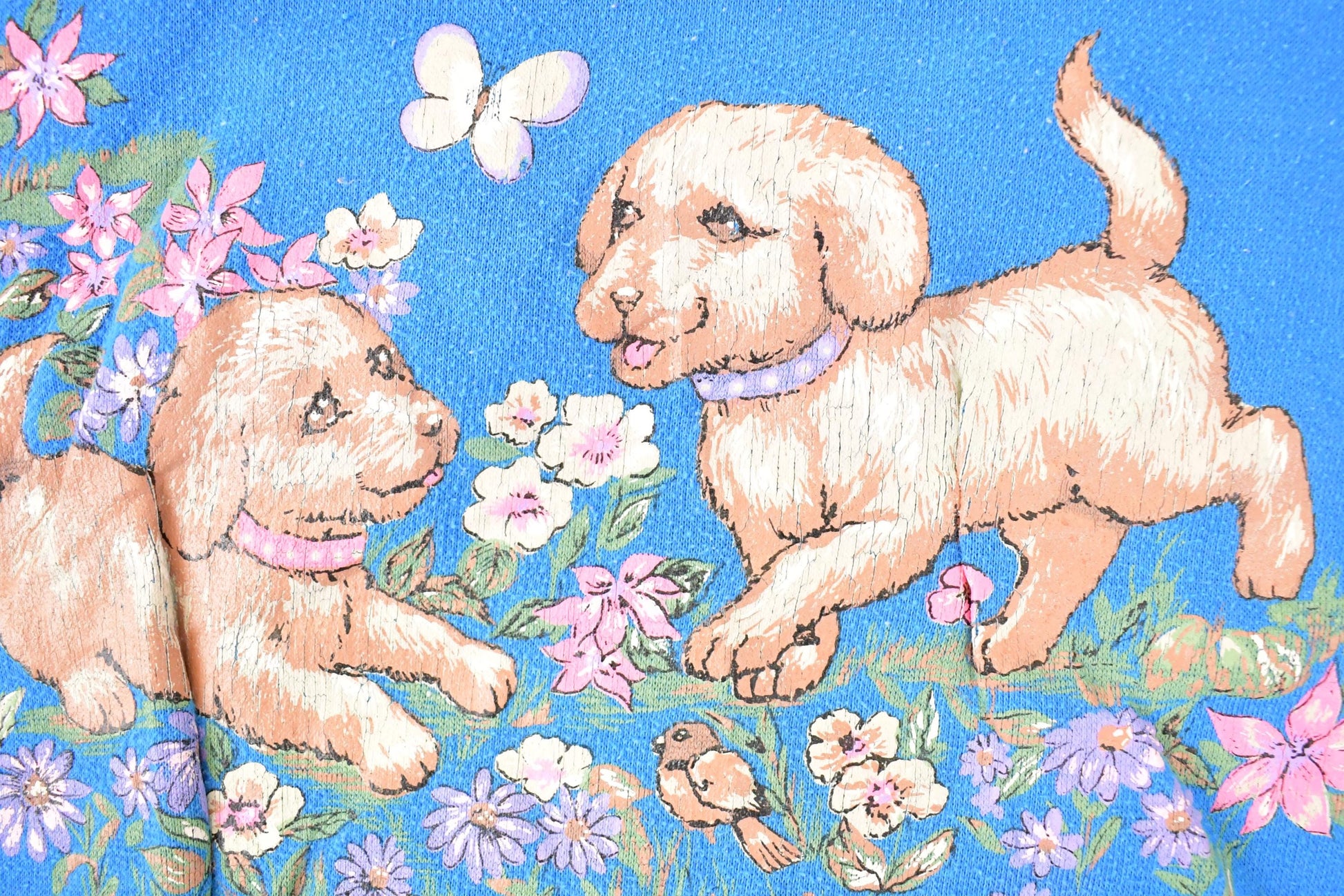 Vintage 1990s Basic Editions Cute Puppy Double Collar Graphic Print Crewneck Sweatshirt Women's L / Made In USA / 90's Destination Sweater