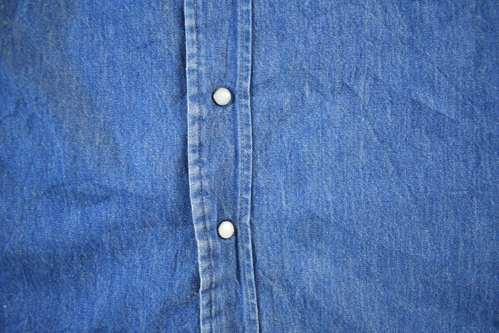 Vintage 1990s Prentis Lined Denim South Western Style Pearl Snap Button Up Men's XL
