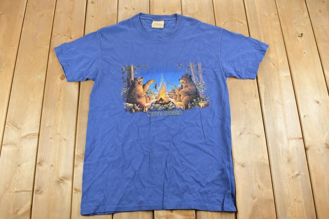 Vintage 1990s The Mountain Mines Bigger Bonfire Theme Graphic T-Shirt