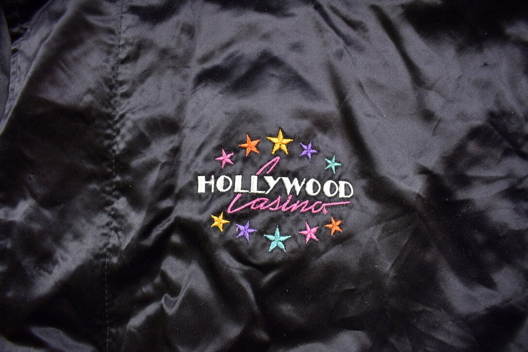 Vintage 1980s Hollywood Casino Las Vegas Satin Bomber Jacket