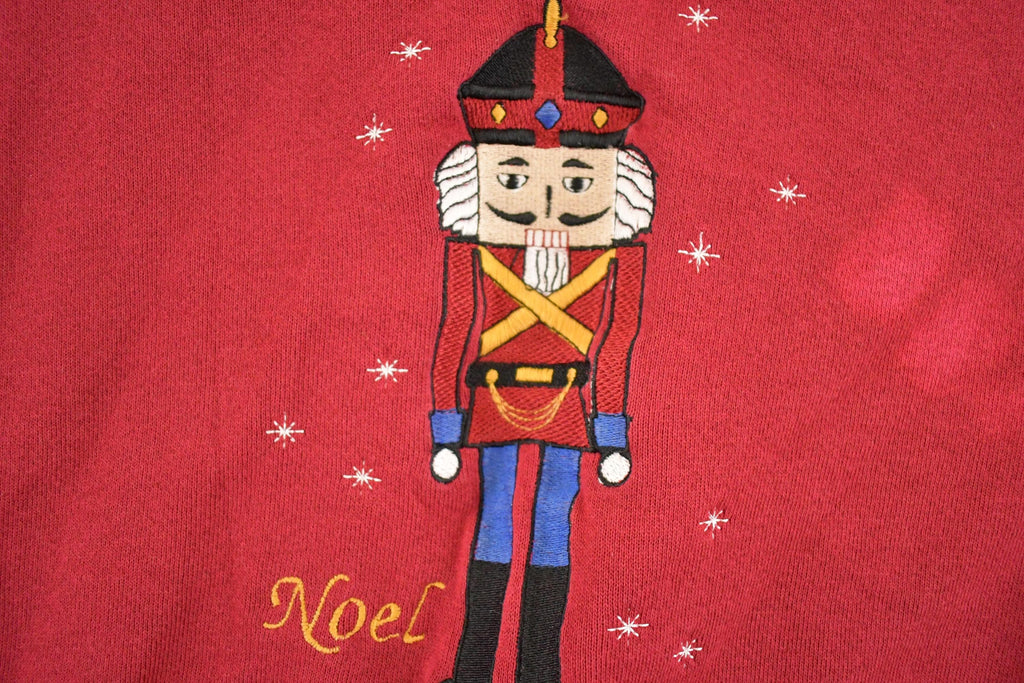 Vintage 1990s Noel Nutcracker Souvenir Christmas Crewneck Sweatshirt Men's XXL / 90's Tourist Vacation Embroidered XMAS Sweater