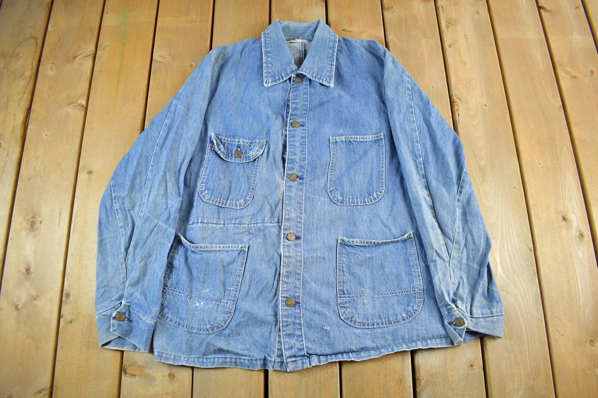 Vintage 1980s Key Imperial Denim Jean Chore Jacket Men's Large