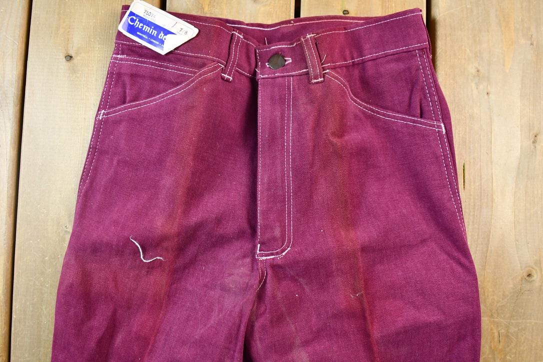 Vintage Dead Stock Purple 1990s Chemin de Fer Denim Jeans Size 26 x 32
