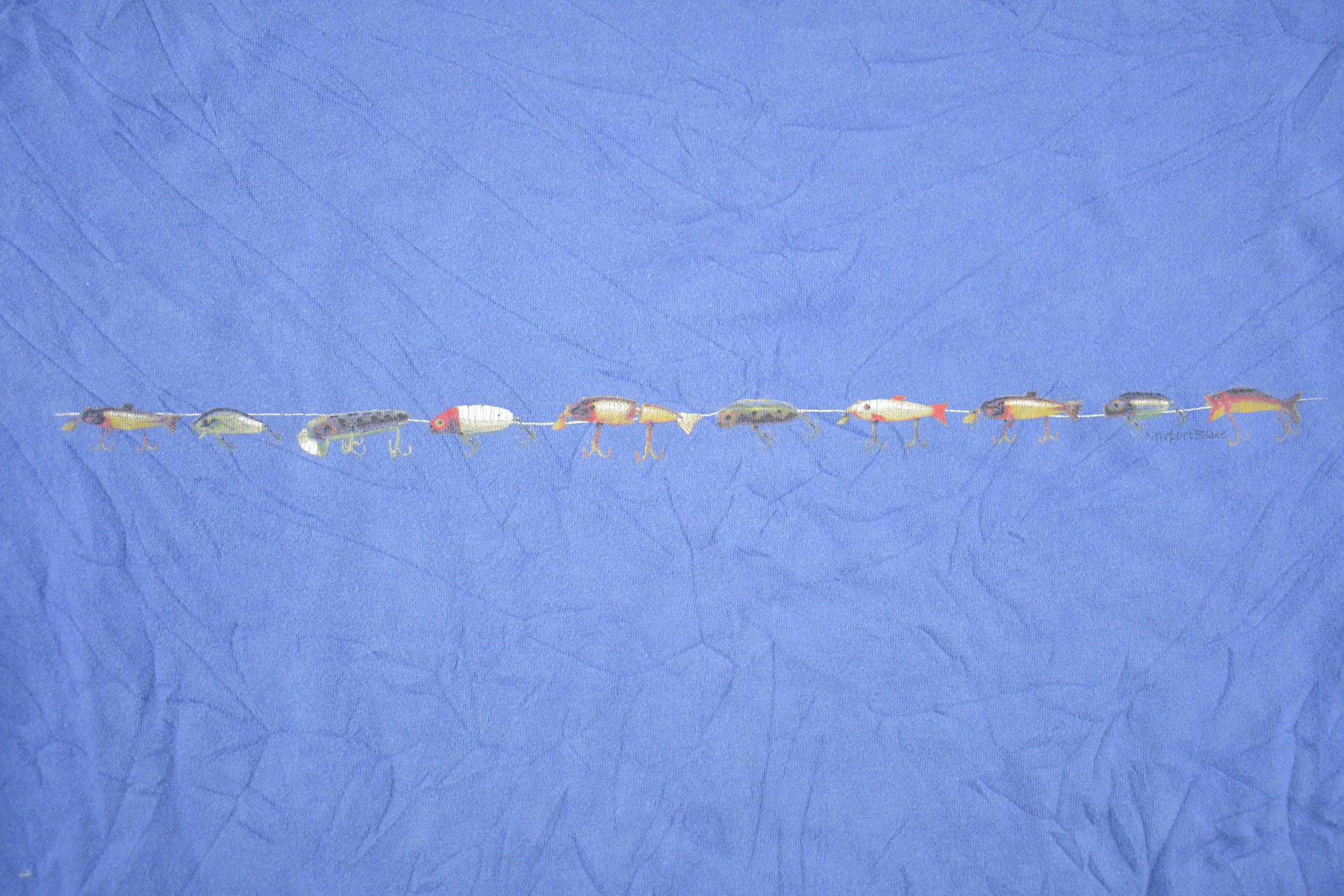 Vintage Y2k Fishing Lure Wrap Around Summer Beach Graphic T Shirt
