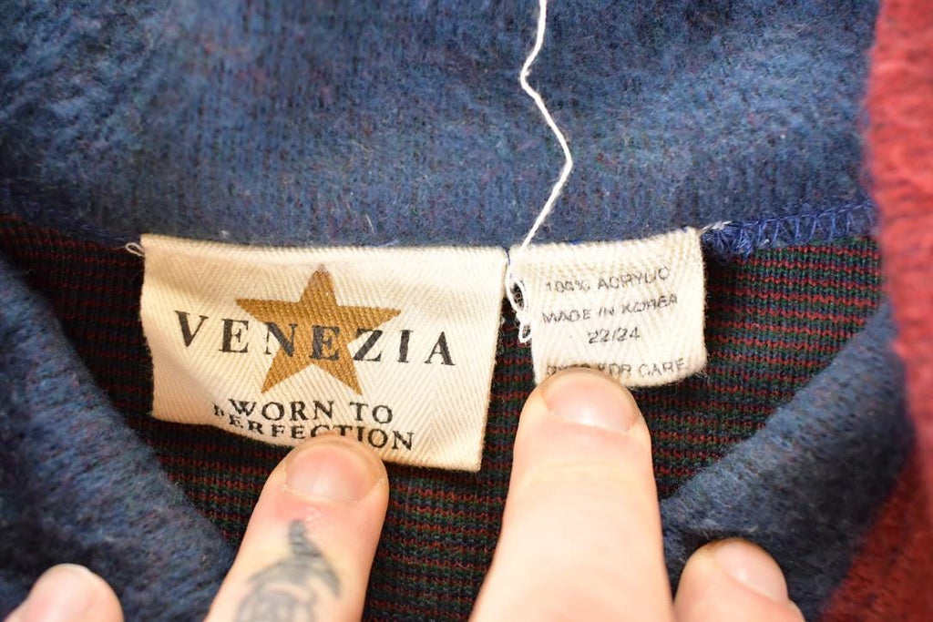 Vintage 1990s Venezia Knit Quarter Zip Sweater Women's XXL