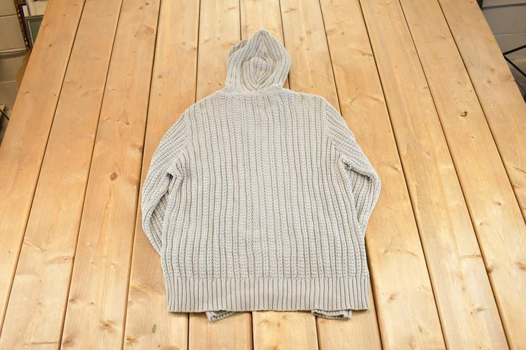 Vintage 1990s Hooded Cable Knit Cardigan Sweater Womens S  Preppy Knit Cardigan  Fancy Knit Vintage Cardigan