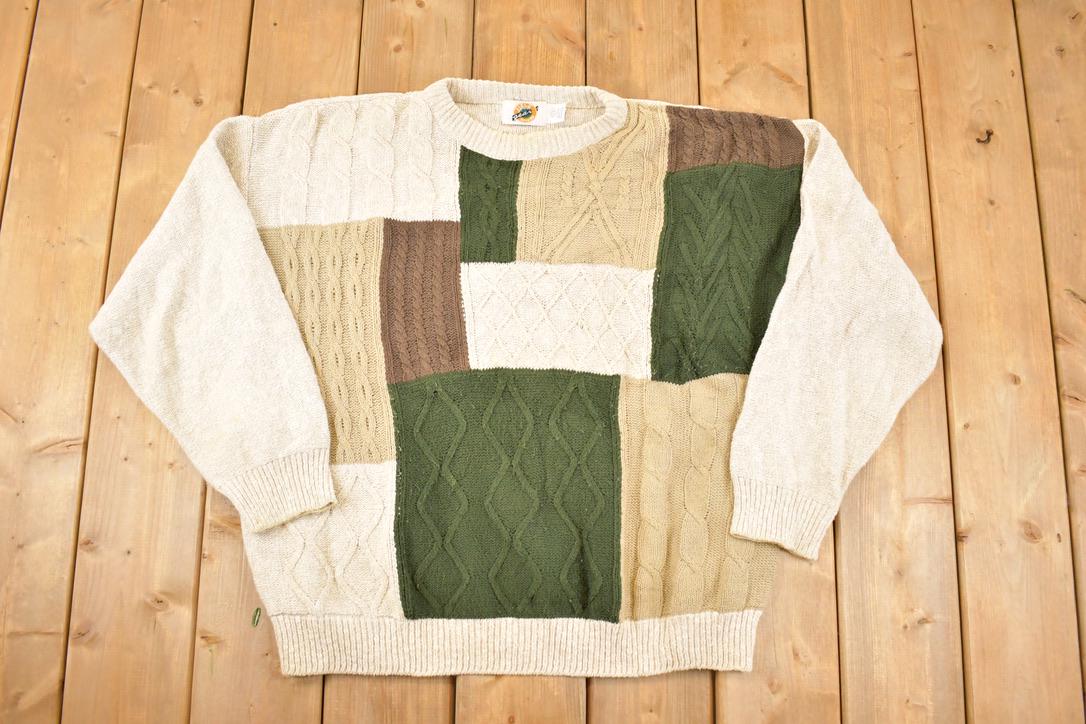 Vintage 1990s Field Gear Cable Knit Crewneck Sweater Men's XL