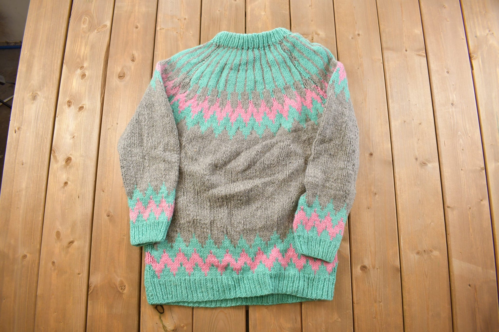 Vintage 1980 Colorful Nordic Knit Sweater Apres Ski