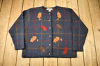 Vintage 1990s Crystal-Kobe Fall Leaves Cardigan Sweater