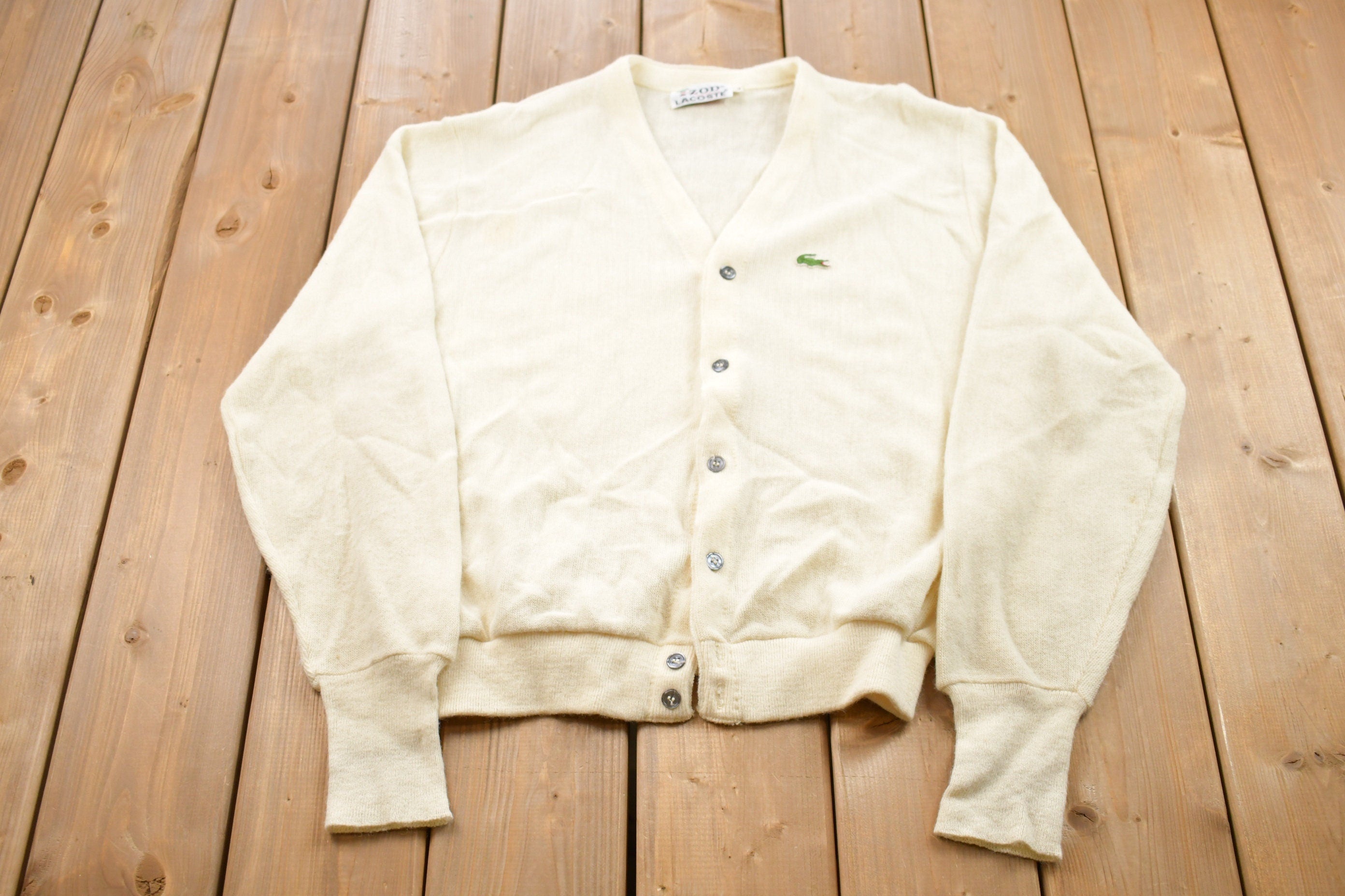 Vintage 1980s Izod Lacoste Knitted Cardigan Sweater