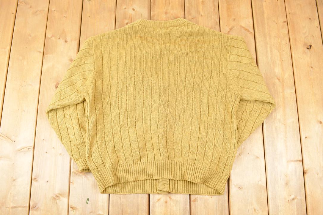 Vintage 1990s Towncraft Cable Knit Cardigan Sweater Men's L