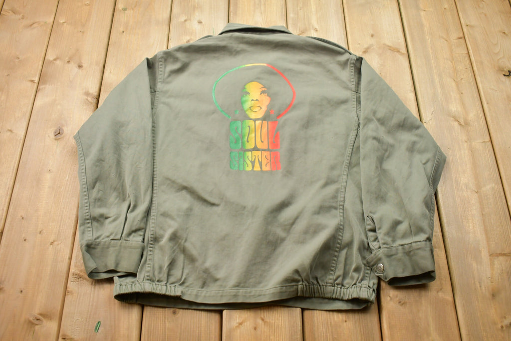 Vintage 1986 Soul Sister Afro Print Paris Military Jacket