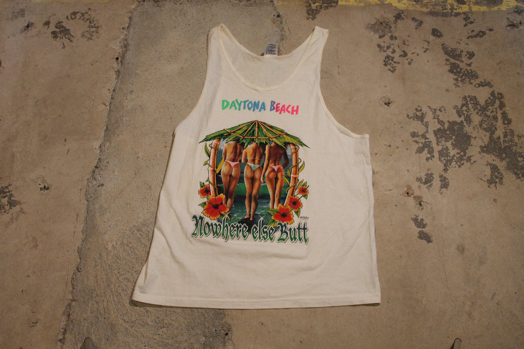 Vintage 1990s Daytona Beach Florida Nowhere Else Butt Graphic Tank Top