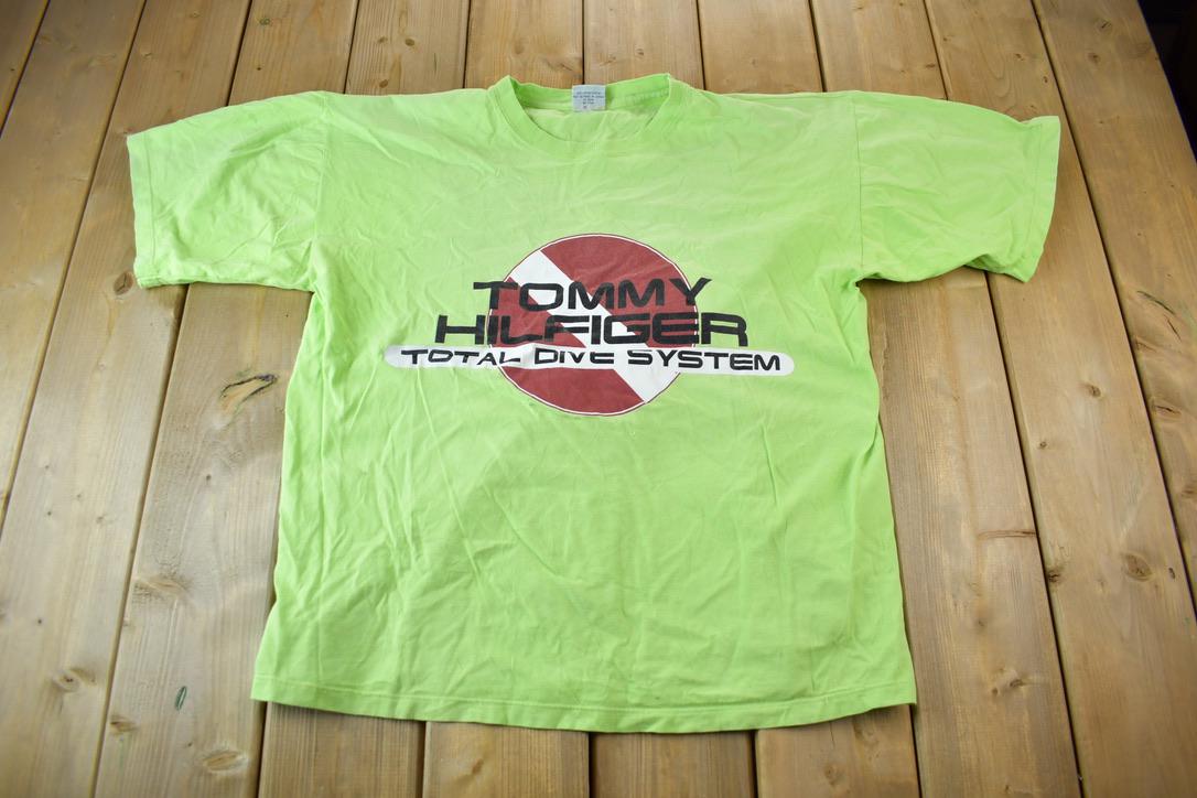 Vintage 1990s Tommy Hilfiger Total dive System Graphic T Shirt
