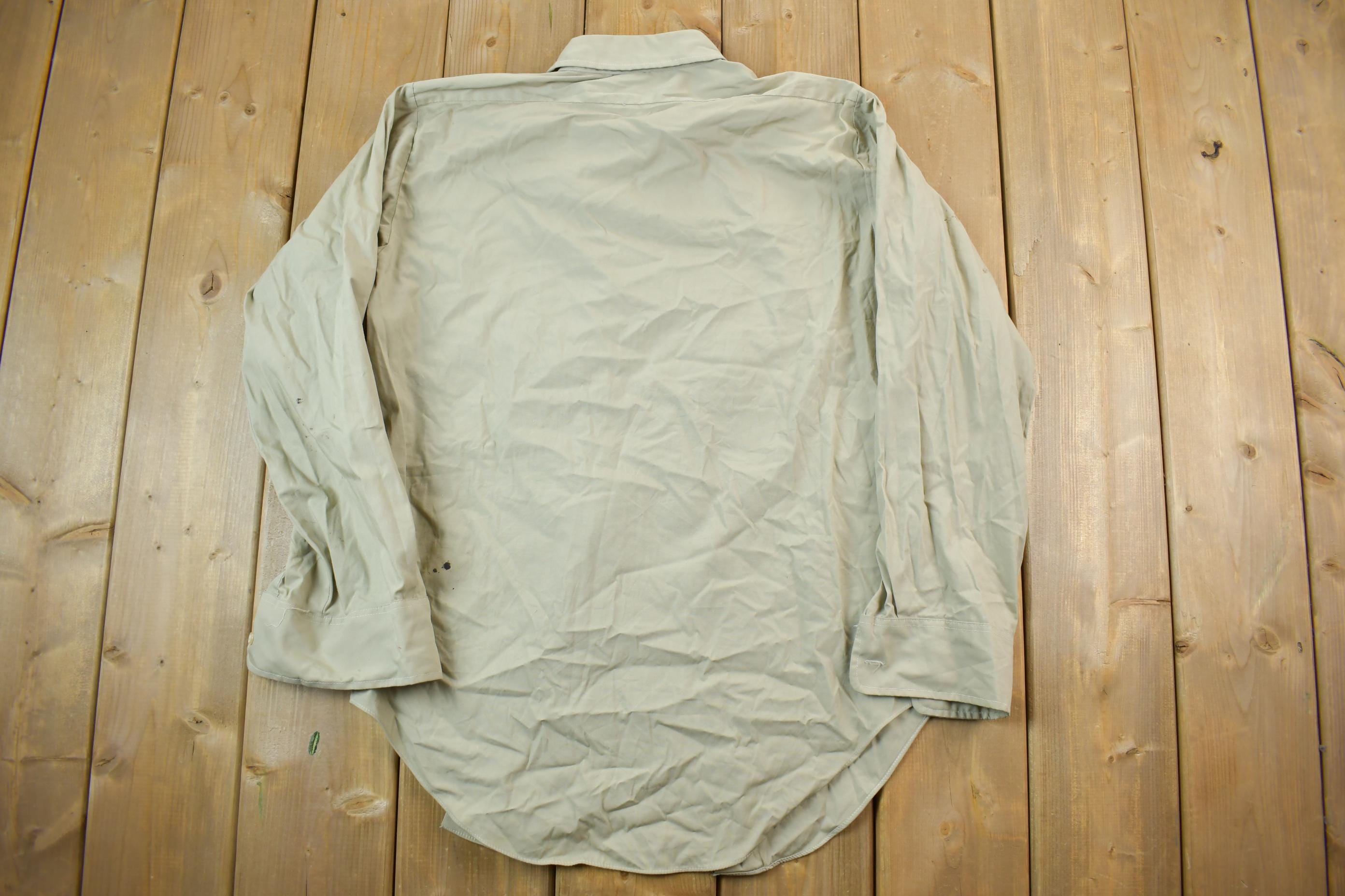 Vintage 1990s Blank Tan Button Up Shirt