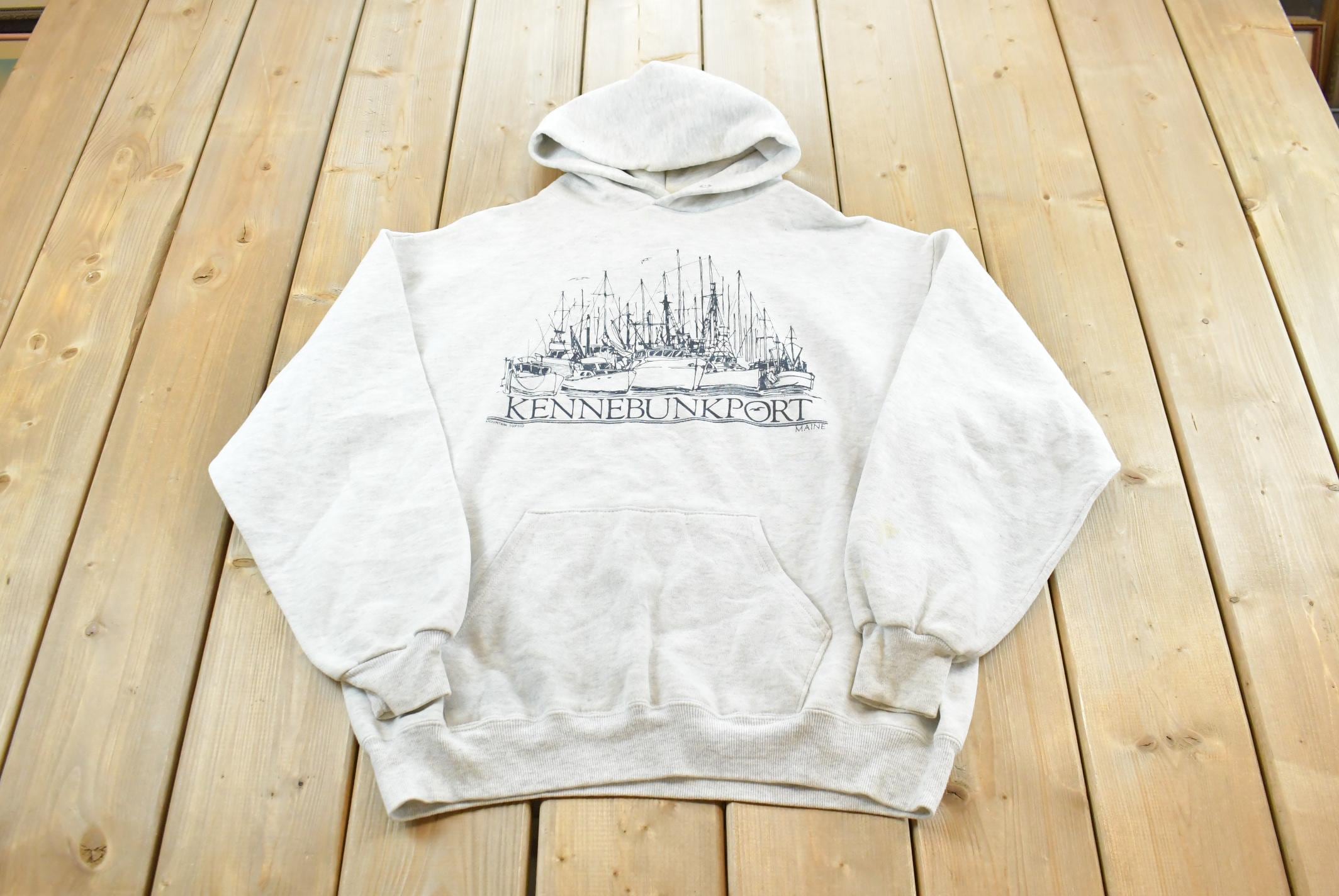 Vintage 1990s Kennebunkport Sailboat Hoodie Sweatshirt Mens L / Embroidered / Made in USA / Streetwear/ Americana / Maine