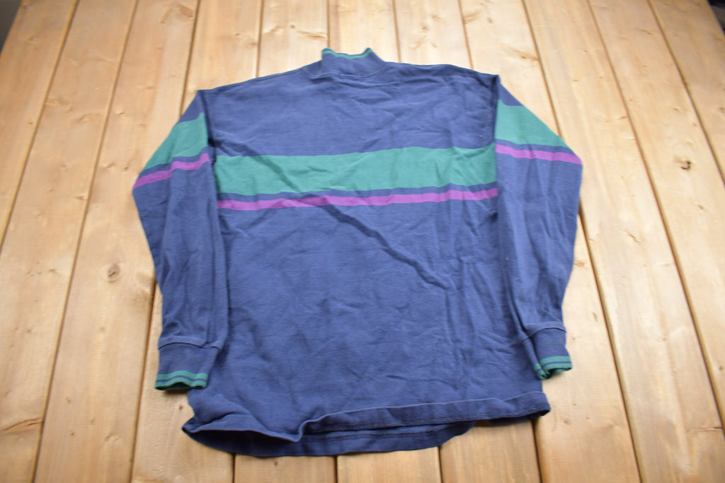 Vintage 1990s LL Bean Blank Striped Mockneck Sweatshirt