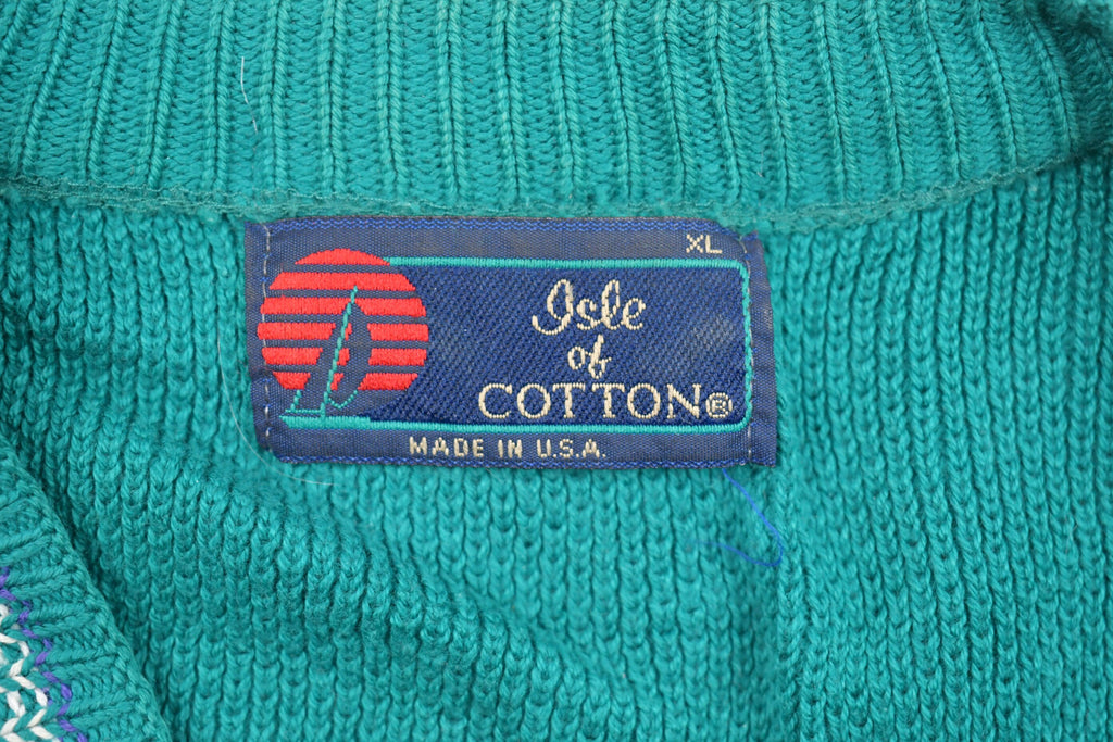 Vintage Isle of Cotton V-Neck Knitted Sweater