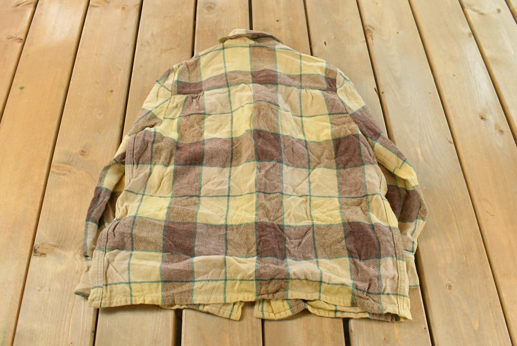 Vintage 1960s Plaid Wool Blazer Shirt Women's Large
