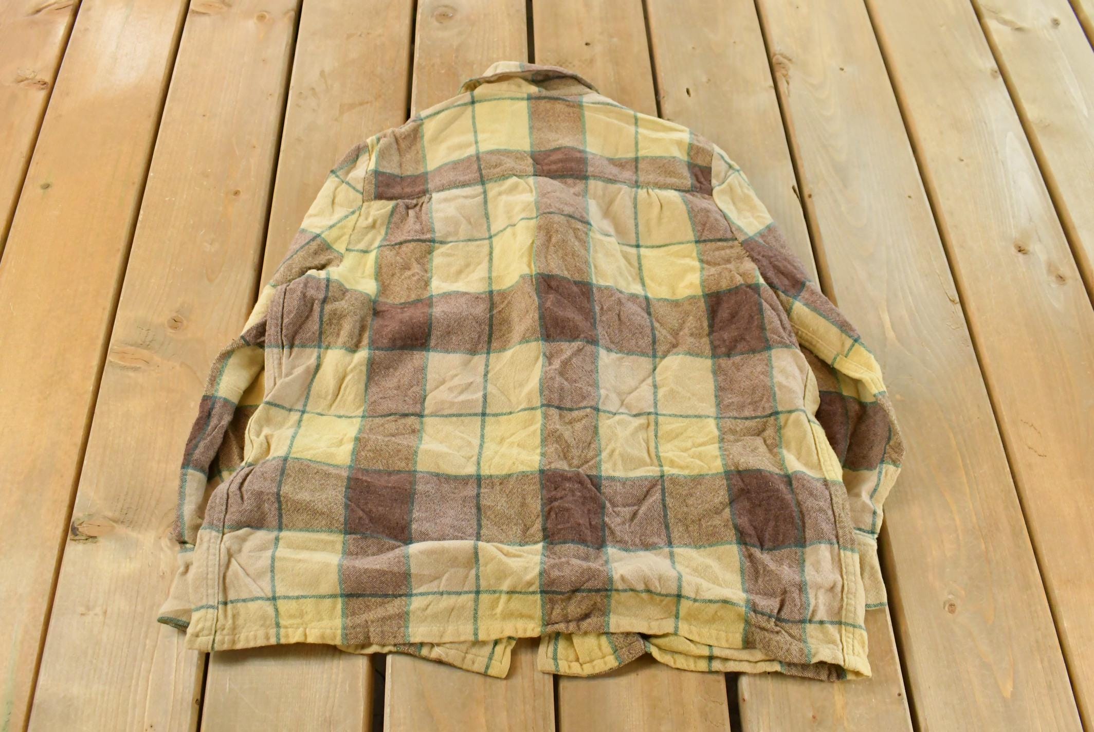 Vintage 1960s Plaid Wool Blazer Shirt Women's Large
