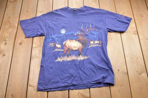 Vintage 1990s Elk Graphic T-Shirt / Graphic / 80s / 90s / Streetwear / Retro Style / Single Stitch / Made In USA / Signal Sports
