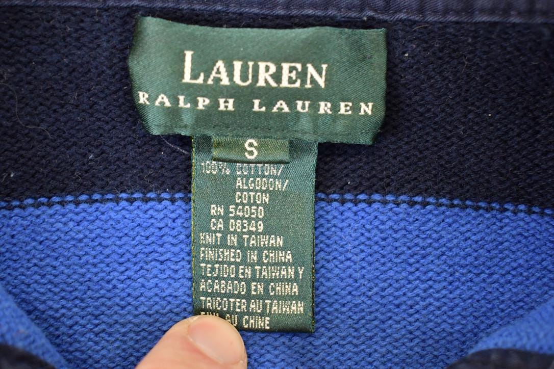 Vintage 1990s Ralph Lauren Quarter Button Knit Crewneck Sweater Men's S