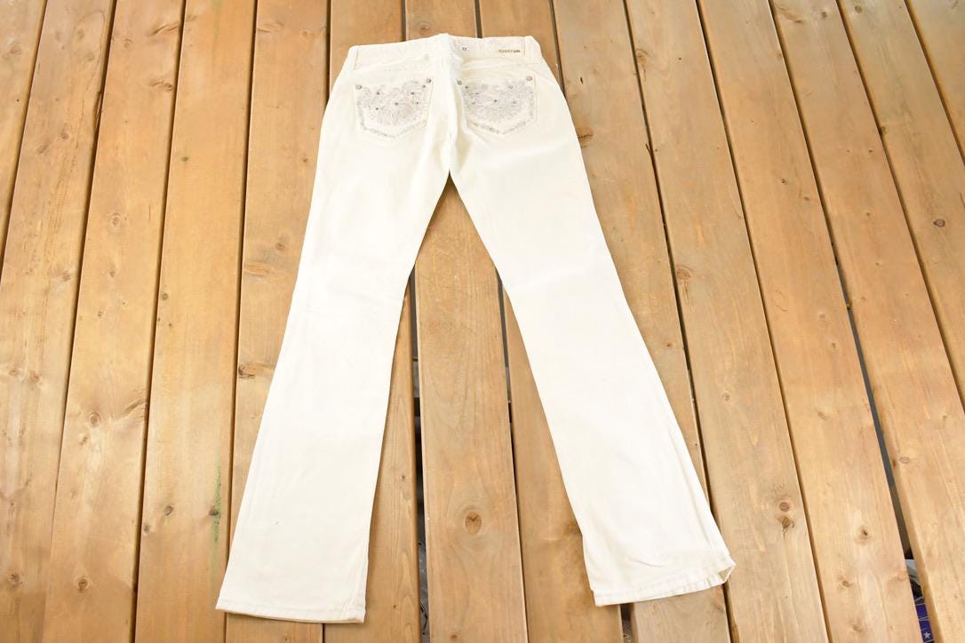 Vintage Deadstock Y2K Grace In LA Bedazzled Bootcut Low Rise Jeans Women's Size 27 x 32
