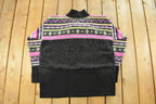 Vintage 1990s Stefano Basics Snowflake Knit Mohair Mockneck Sweater Women's L