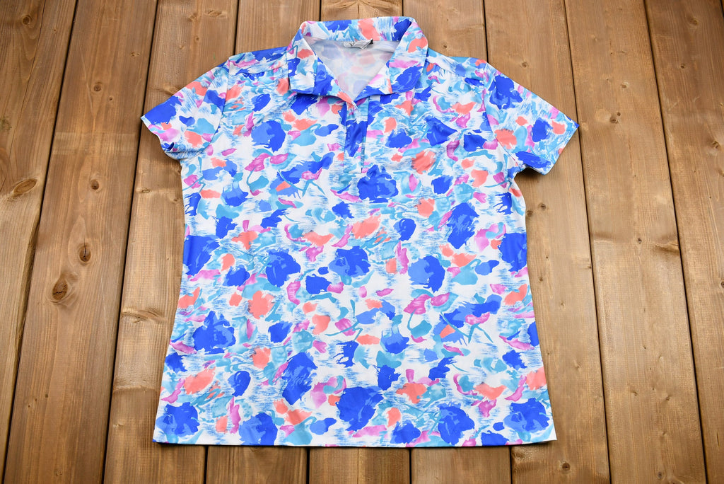 Vintage 1960s Floral Polyester Short Sleeve Blouse