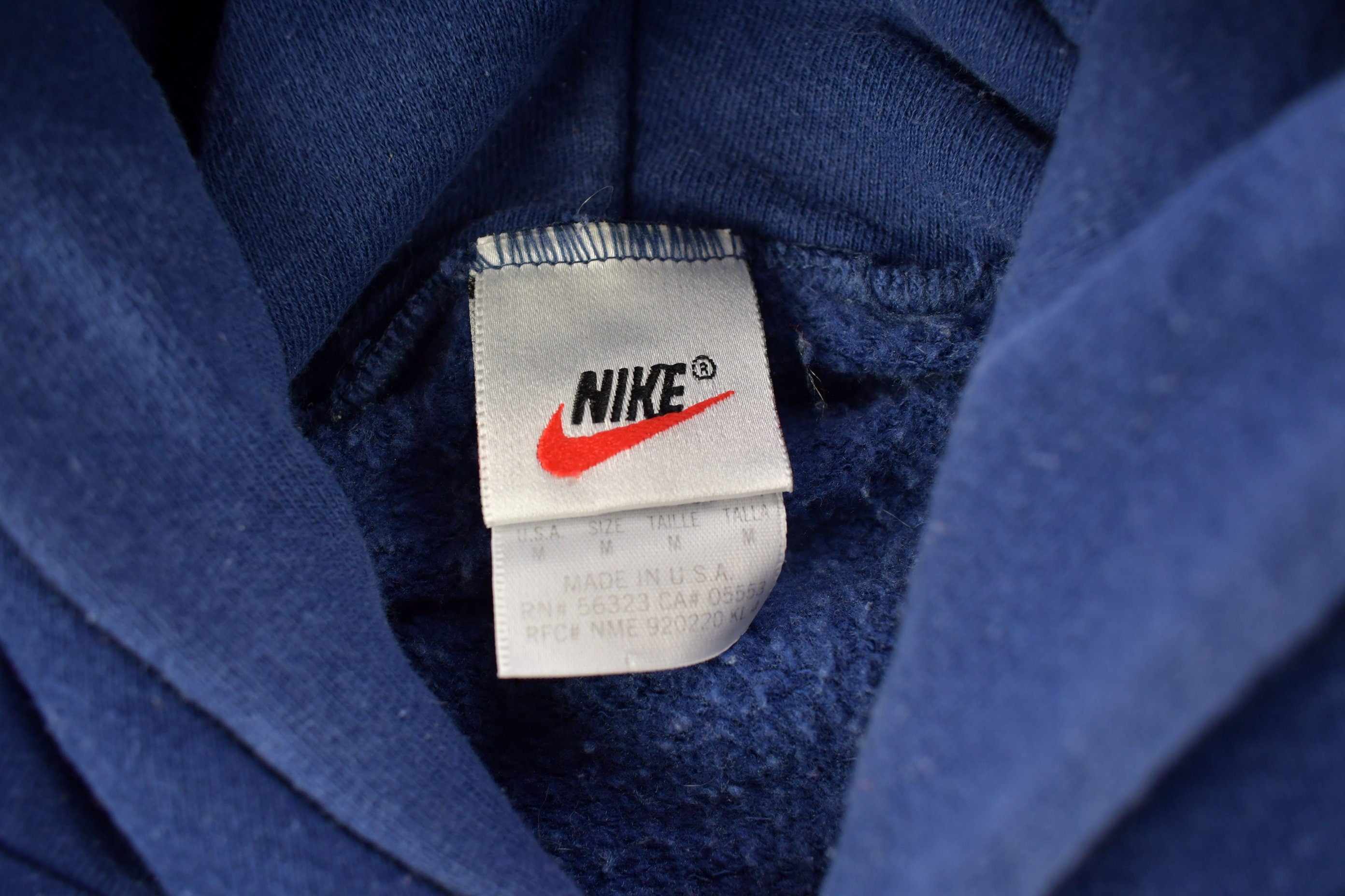 Vintage 1990s Nike Embroidered Mini Swoosh Blue Hoodie