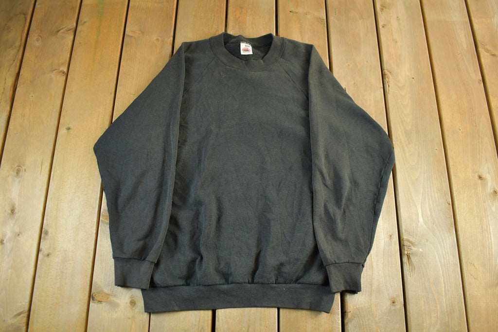 Vintage 1990s Fruit of the Loom Black Crewneck Sweatshirt Men's Large