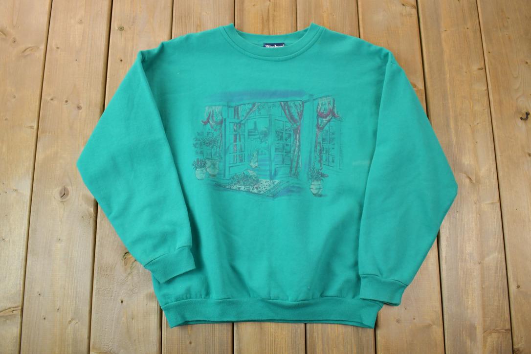 Vintage 1990s Weekend Edition Window Cat Crewneck