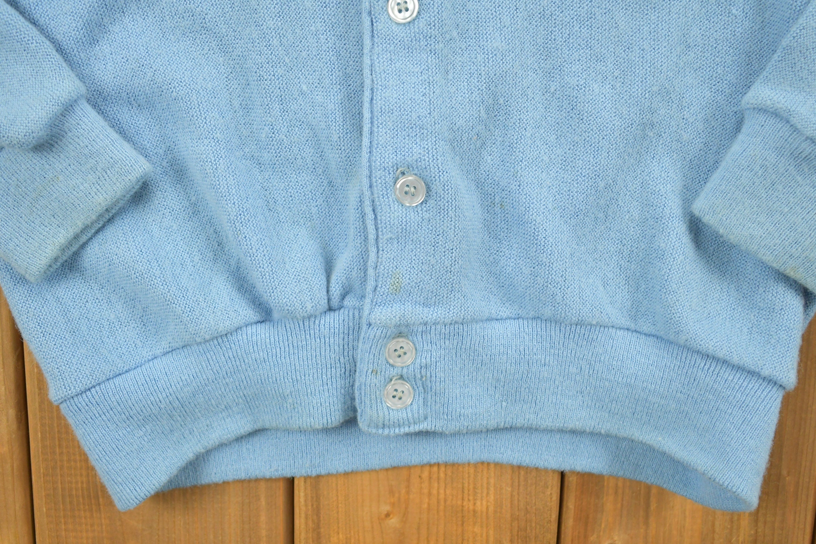Vintage 1990s Grand Slam Knitted Blue Cardigan Sweater