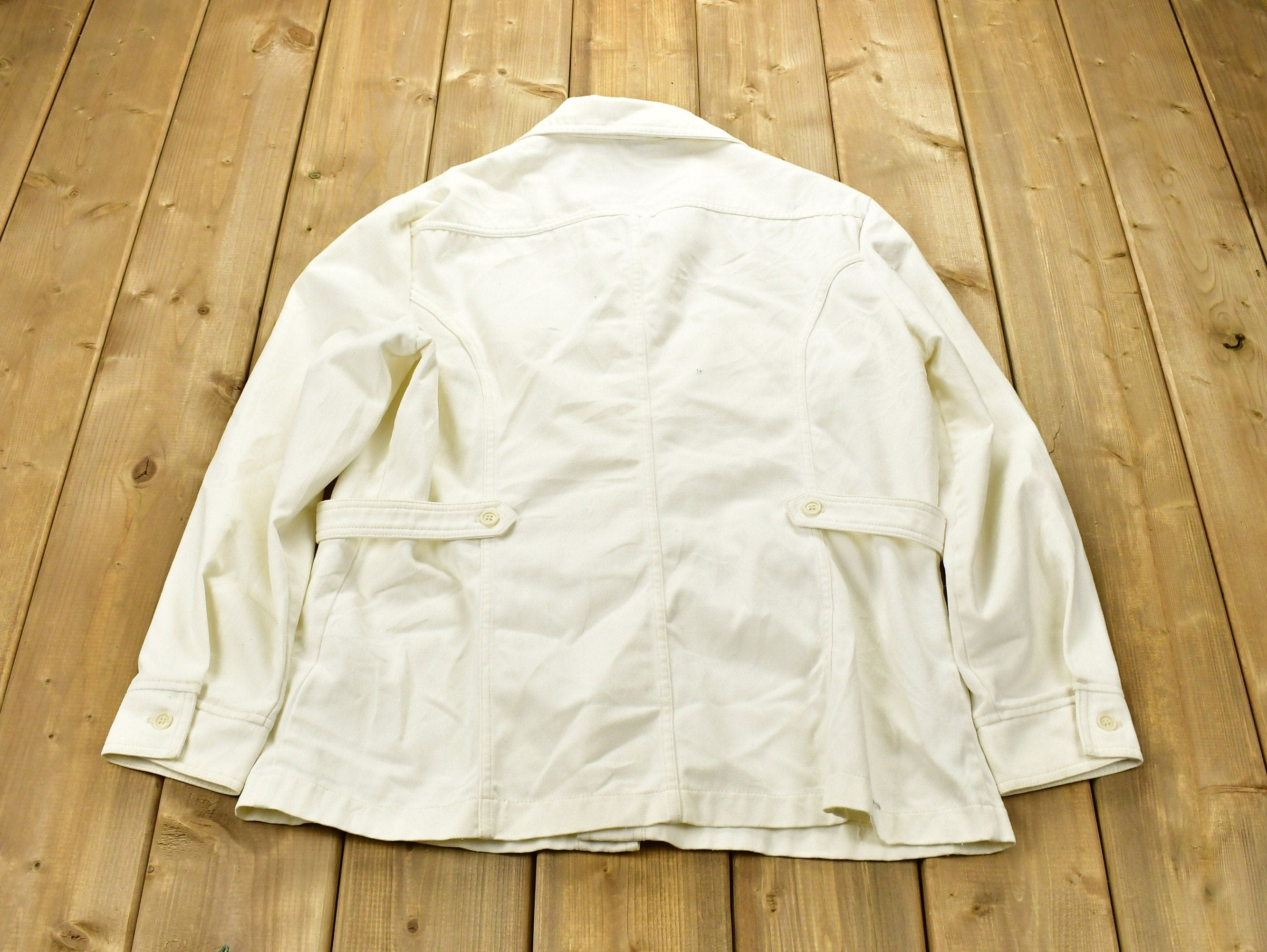Vintage 1980s Lee White Denim Jean Jacket