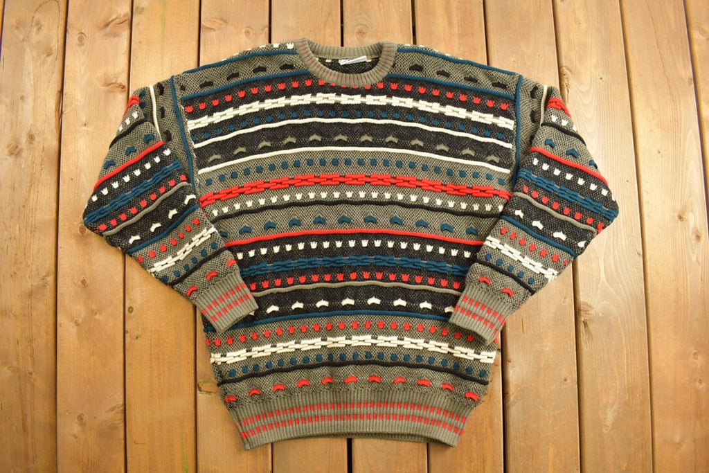 Vintage 1990s Kalaroo Australia 3D Cable Knit Sweater / Vintage 90s Crewneck / Abstract Art Pattern / Sweatshirt / Streetwear