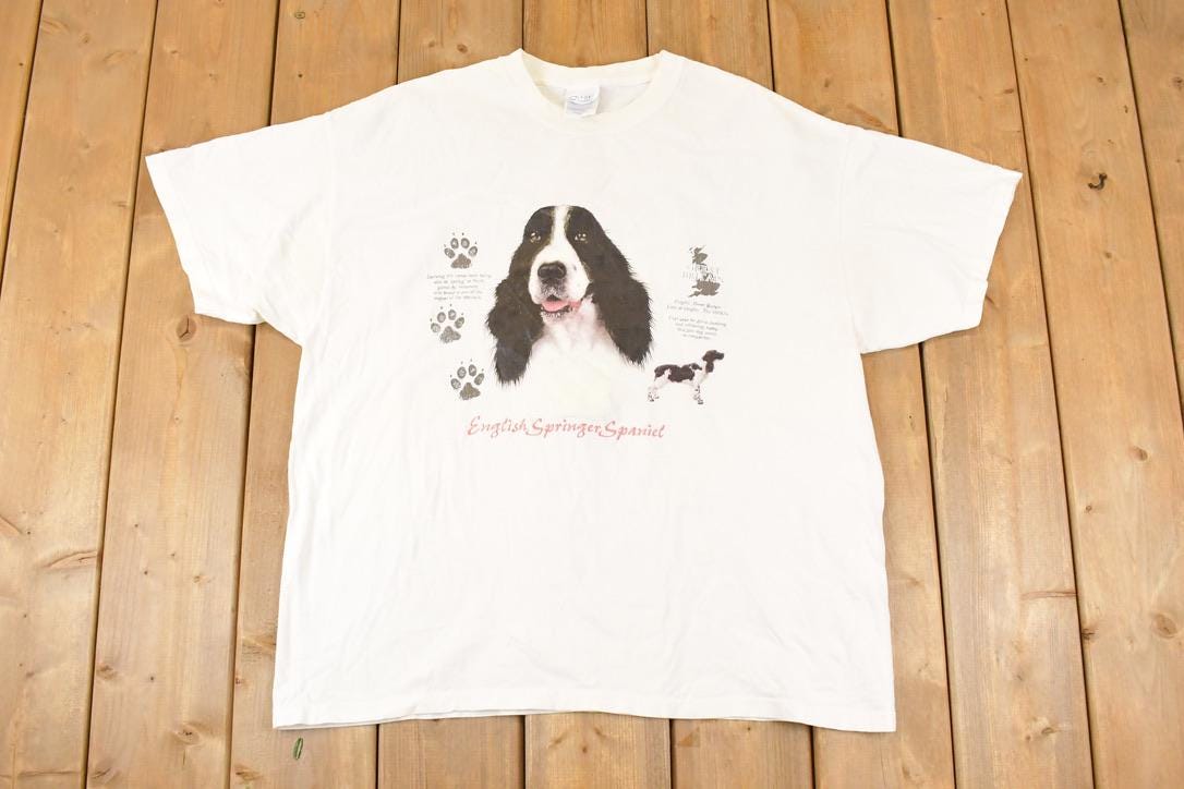 Vintage 1990s Cute Cocker Spaniel Dog Souvenir Travel T-Shirt Men's XL