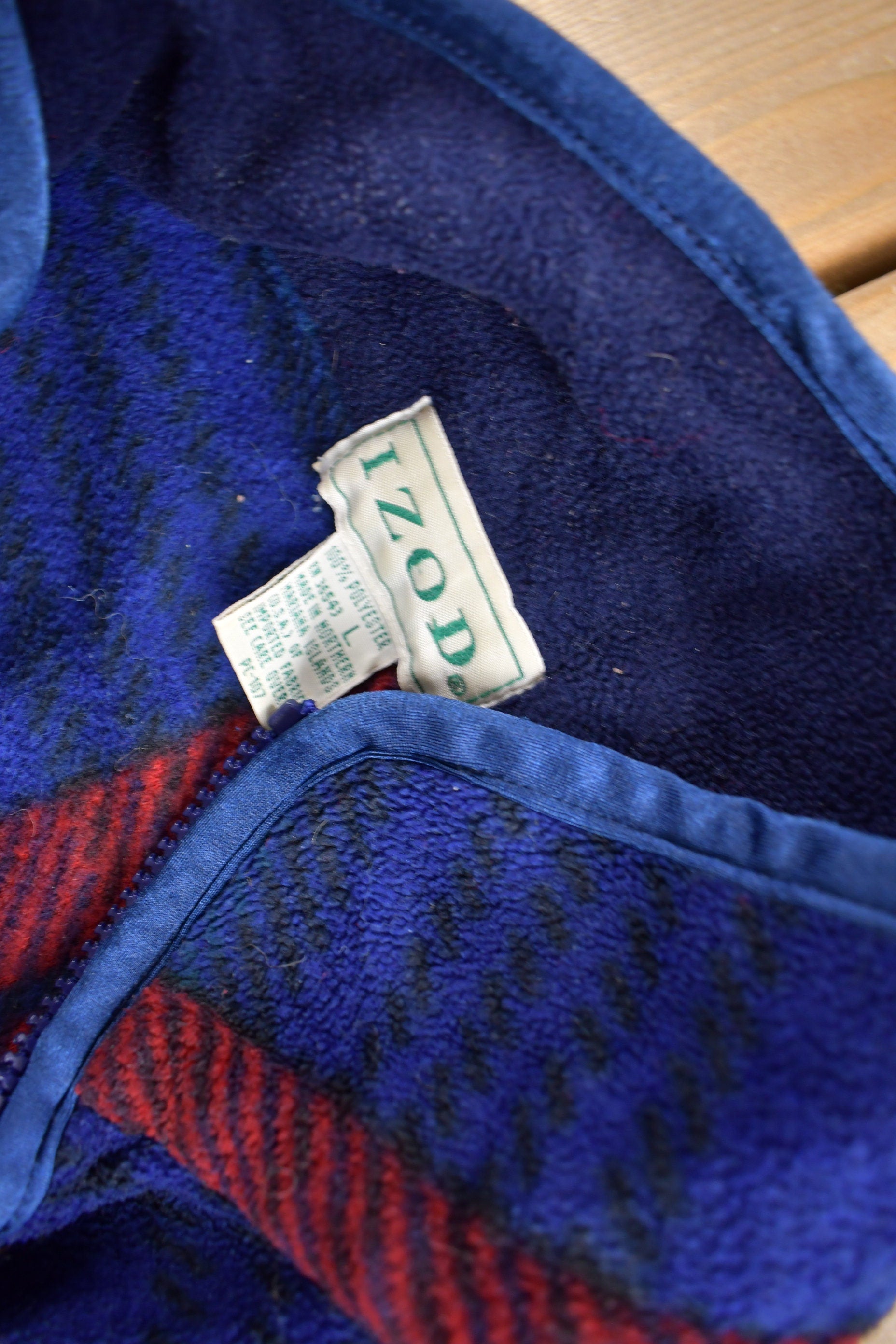 Vintage 1990s IZOD Quarter Zip Plaid Fleece Sweater