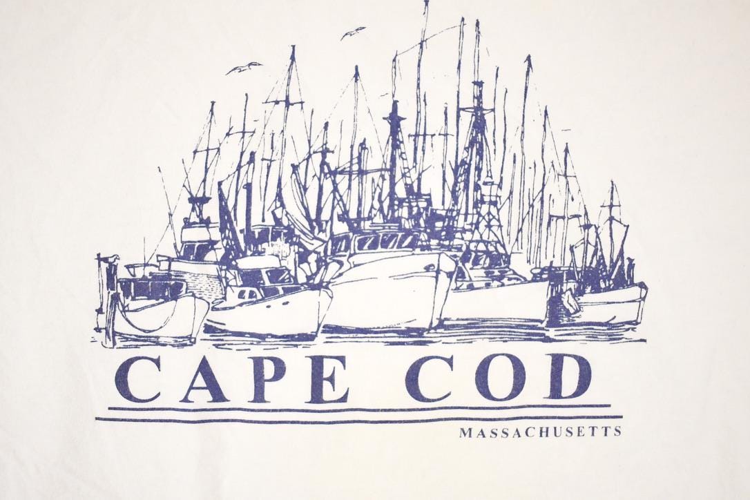 Vintage 1990s Cape Cod Sailboats Souvenir Travel T-Shirt Men's XL