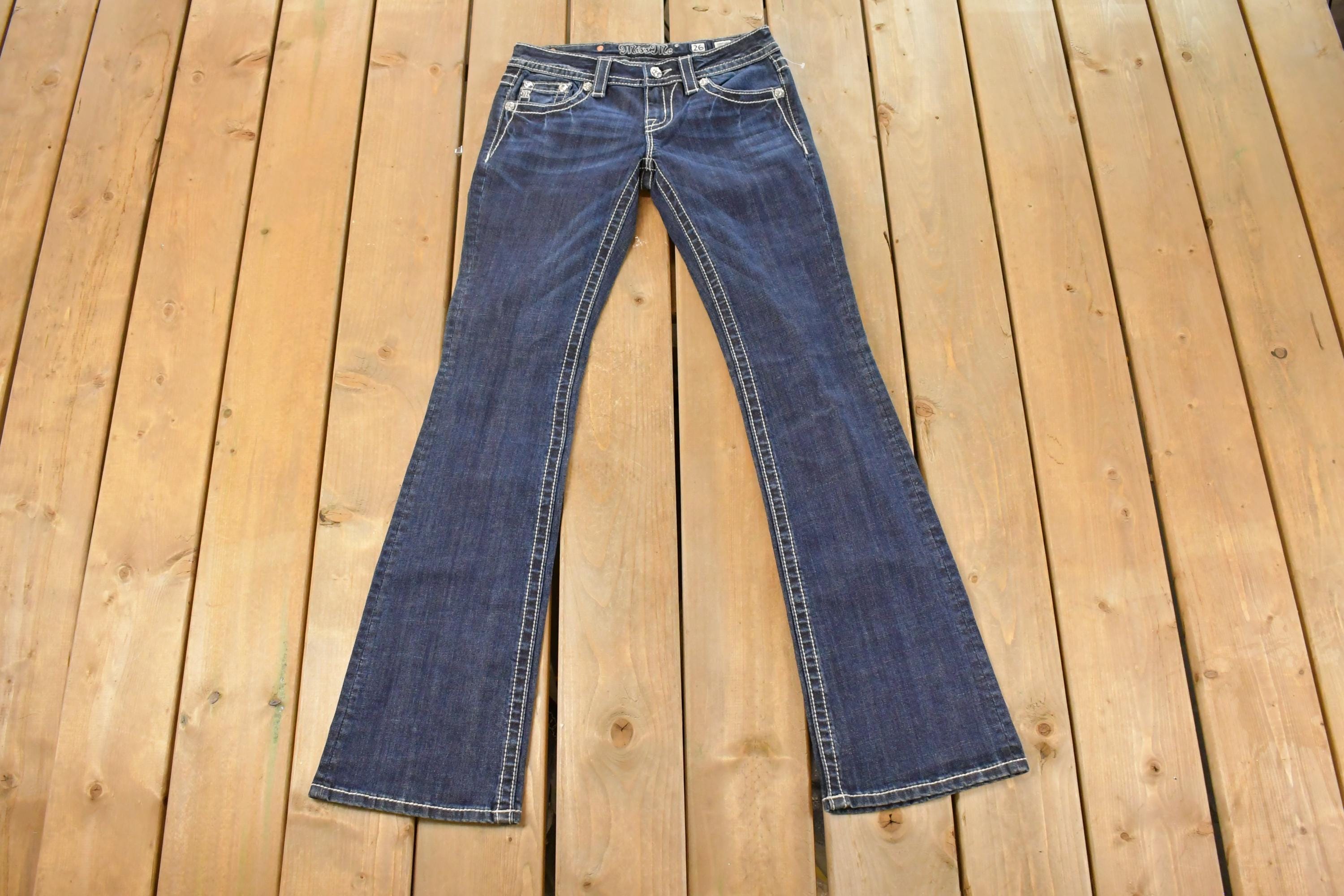 Vintage Deadstock Y2K Miss Me Bedazzled Low Rise Jeans Women's Size 26x31