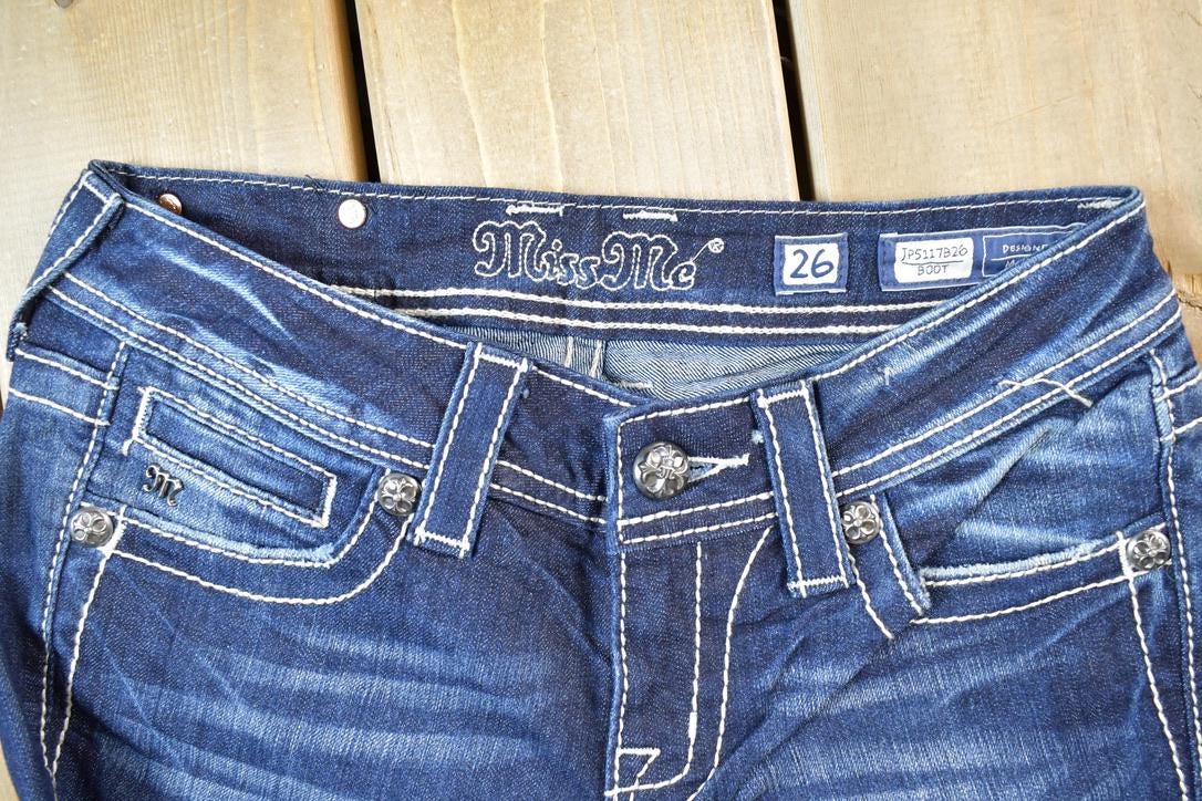 Vintage Y2K Miss Me Bedazzled Low Rise Jeans Size 26x31