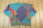 Vintage 1990s Hunting Horn Knit Colour Block Crewneck Sweater