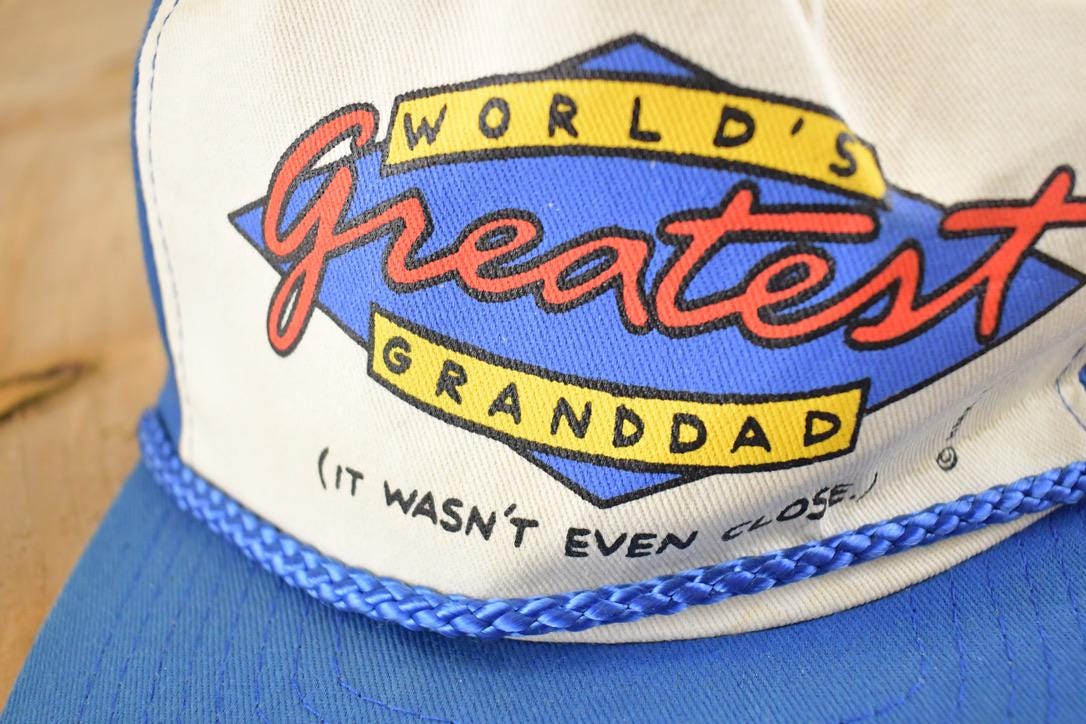 Vintage 1980s Worlds Greatest Granddad Snapback Hat /