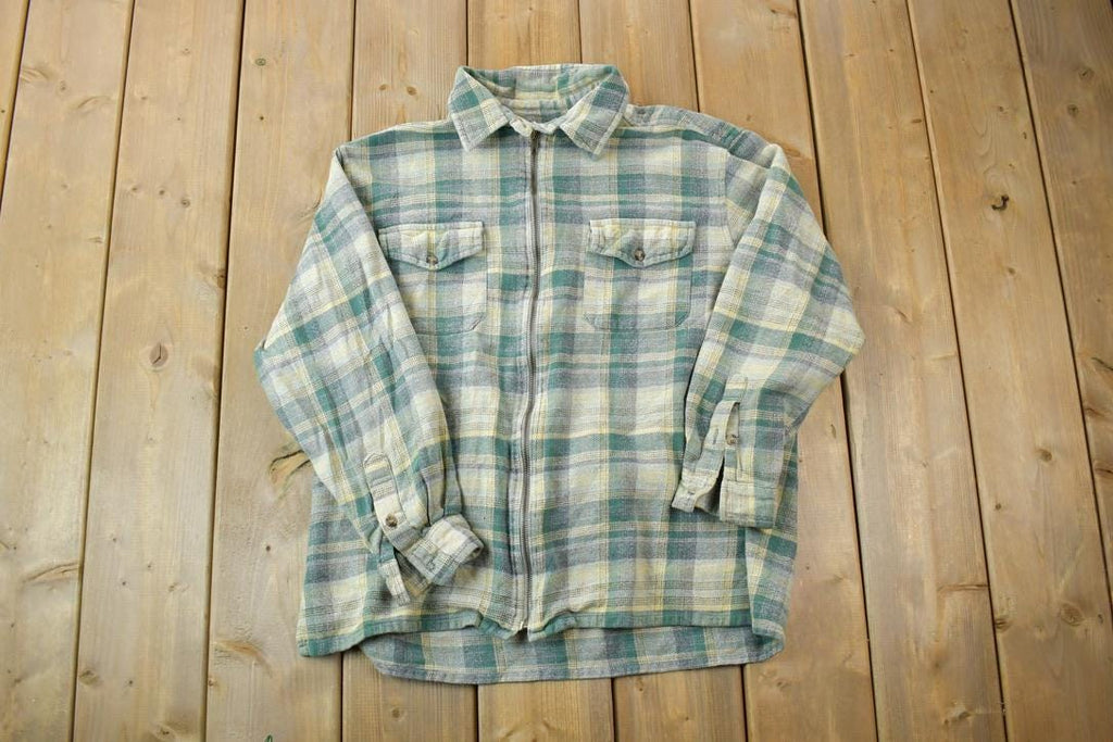 Vintage 1990s Basic Editions Plaid Flannel Button Up Shirt / 1990s Button Up / Vintage Flannel / Plaid Shirt / Button Down