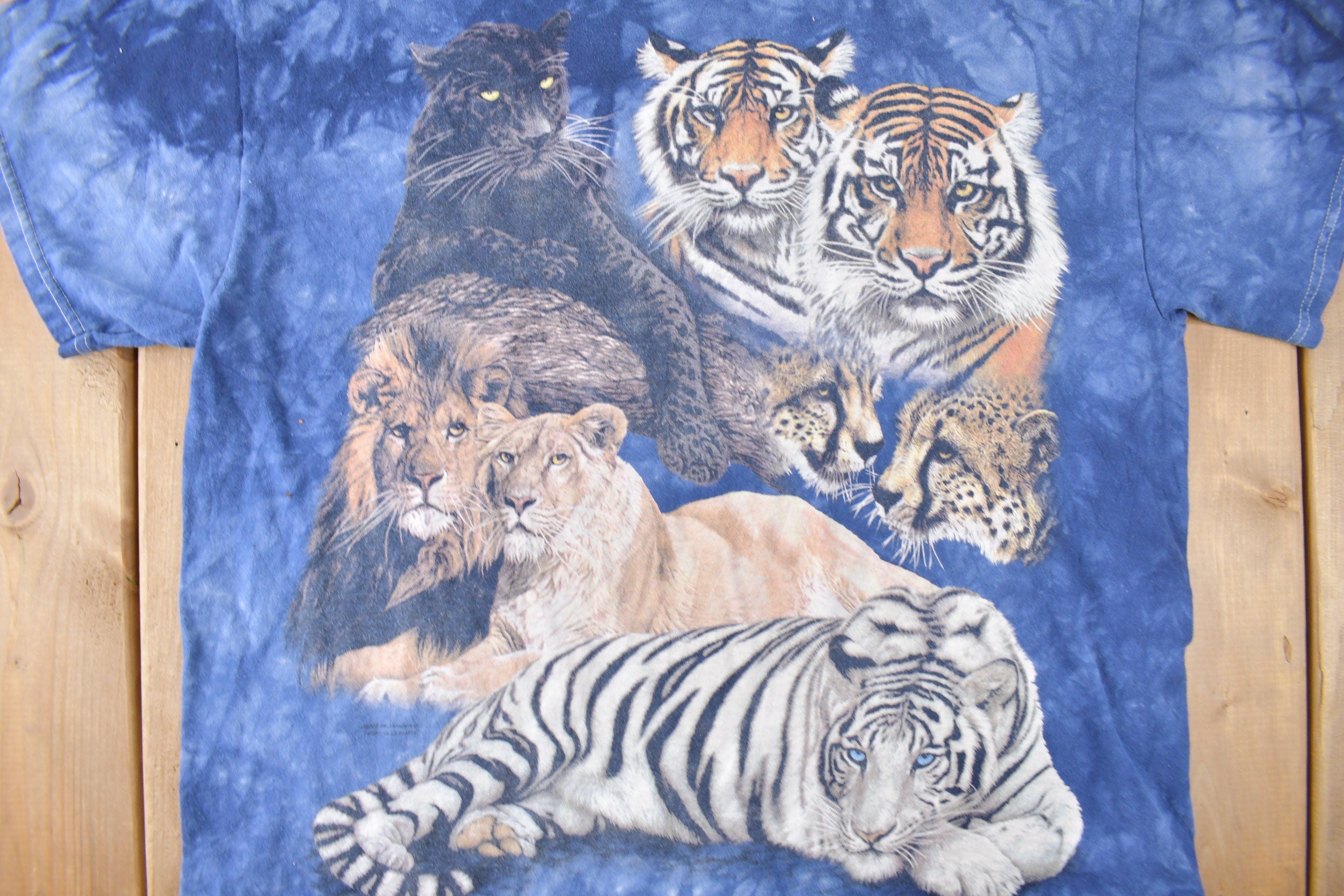 Vintage 2002 WIld Cats Theme Tie Dye Graphic T-Shirt Size XL