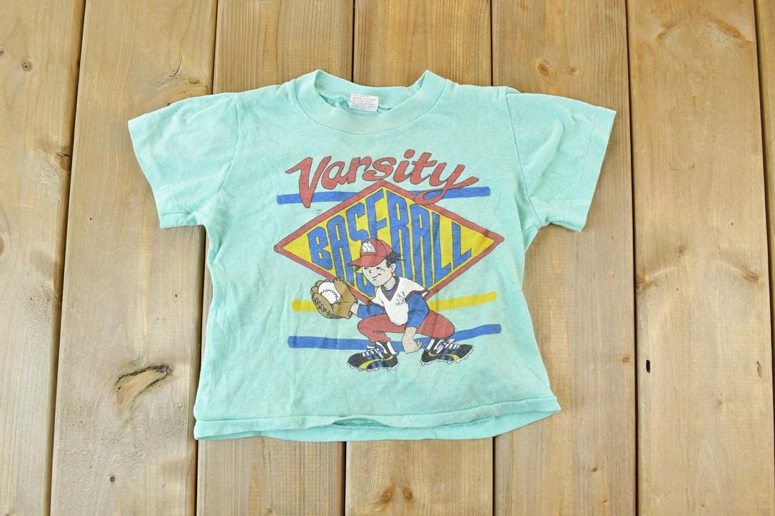 Vintage 1980s Baseball Varsity Youth Single Stitch T-Shirt