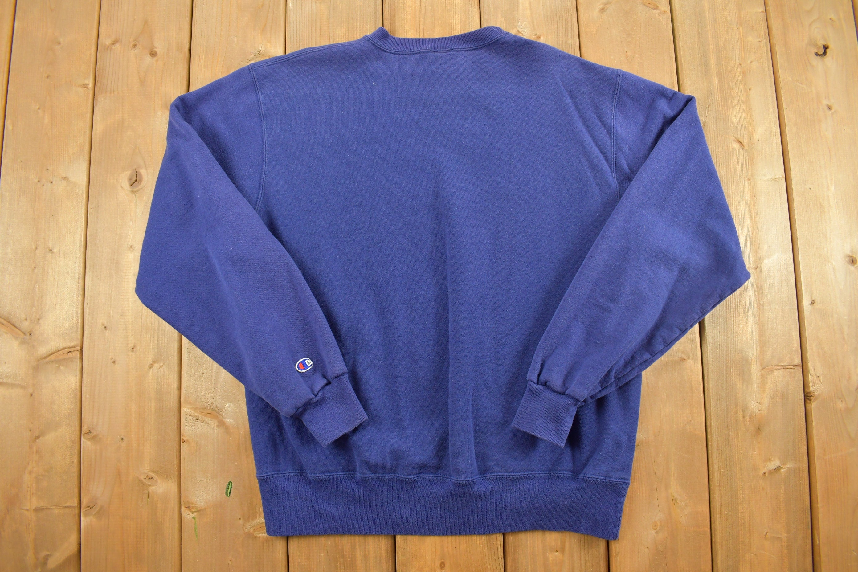 Vintage 1990s Champion Blank Blue Crewneck Sweatshirt