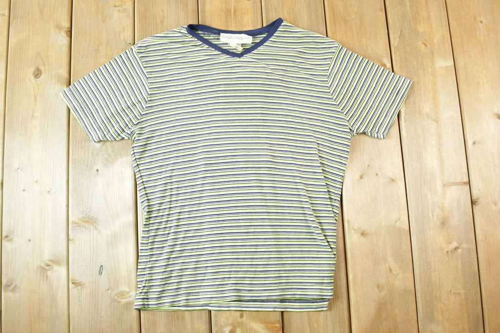 Vintage 1990s Easy Wear Striped Grunge Souvenir T-Shirt Womens M
