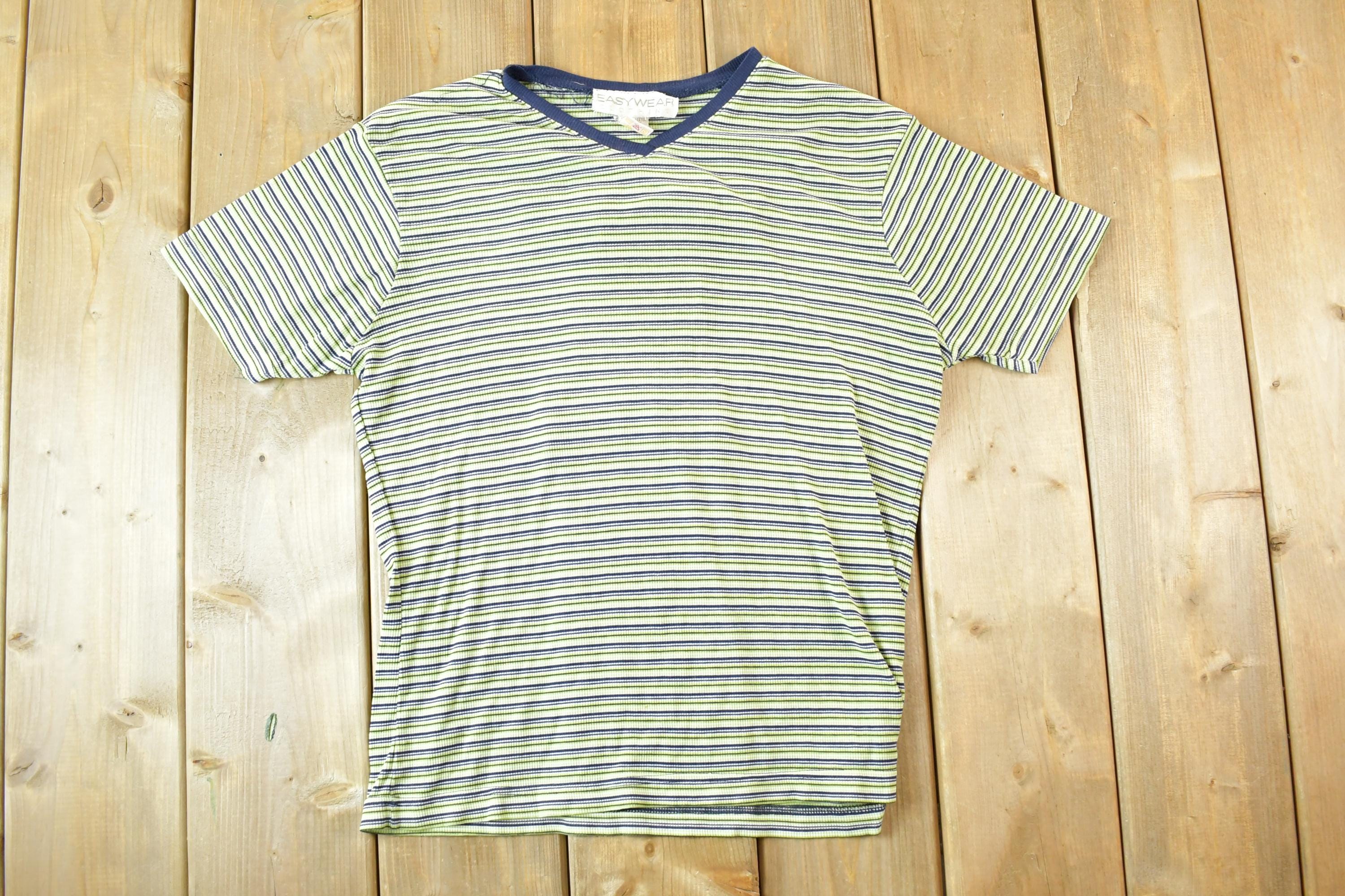 Vintage 1990s Easy Wear Striped Grunge Souvenir T-Shirt Womens M